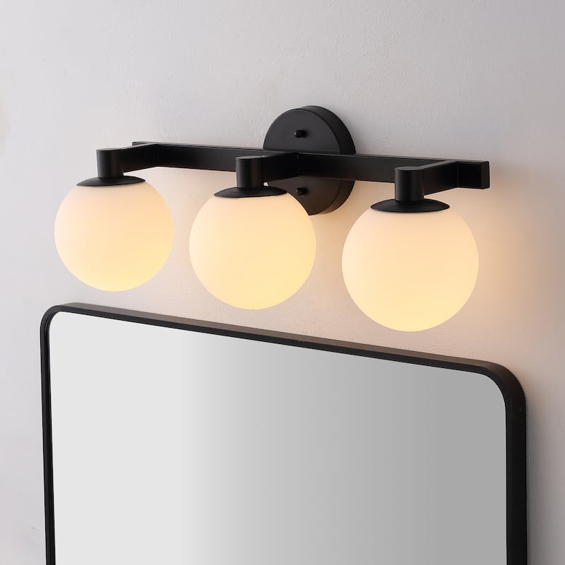 Cecil Globe Metal/Frosted Glass LED Vanity, by JONATHAN Y