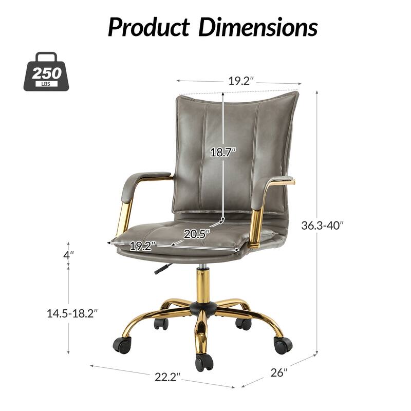 Zarina Modern Faux Leather Swivel Office Desk Chair with Height-adjustable by HULALA HOME