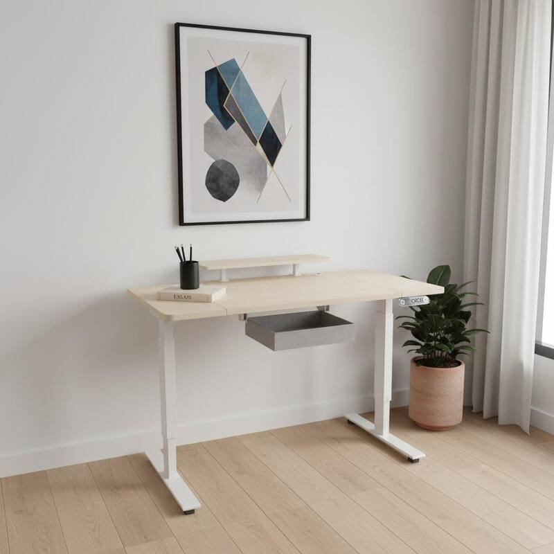 HomeRoots 63" Adjustable Beige Standing Desk - Beige