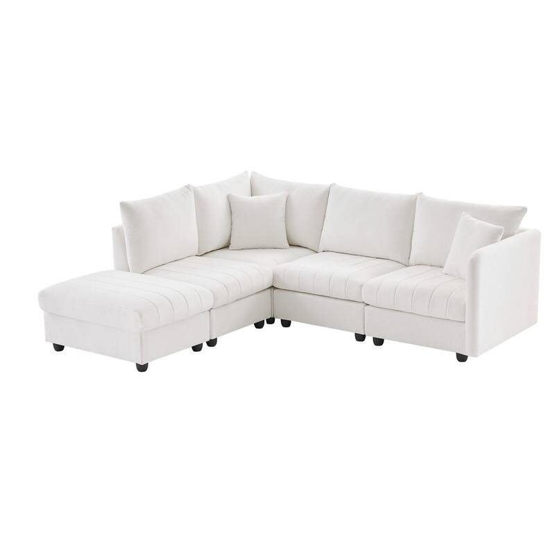89x79" Modern Sectional Sofa with Convertible Ottoman,Living Room Couches L Shape Sofa with 2 Pillows