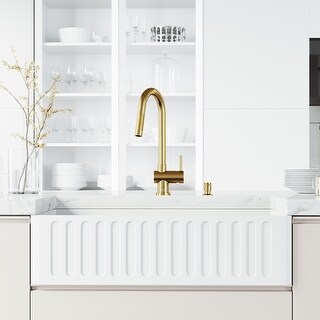 VIGO 36 in. Matte Stone™ Single Bowl Farmhouse Kitchen Sink with Kitchen  Faucet and Soap Dispenser - Overstock - 34832752