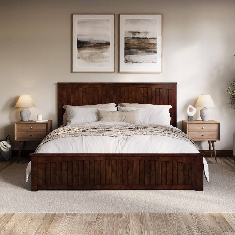 Naples Solid Wood Low Profile Platform Bed with Matching Footboard