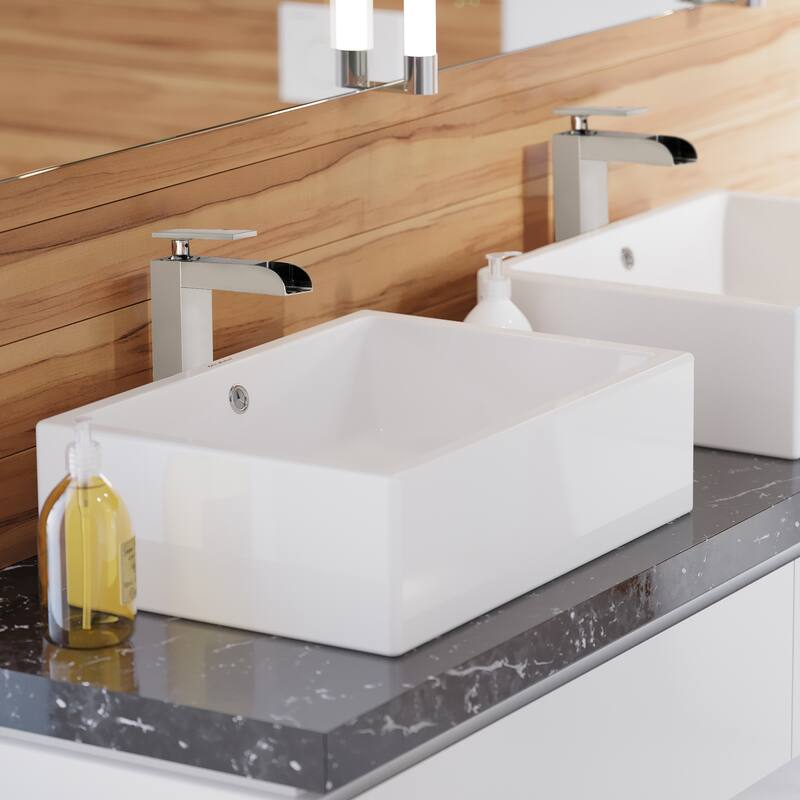 Swiss Madison Voltaire 17" Square Ceramic Vessel Sink - White