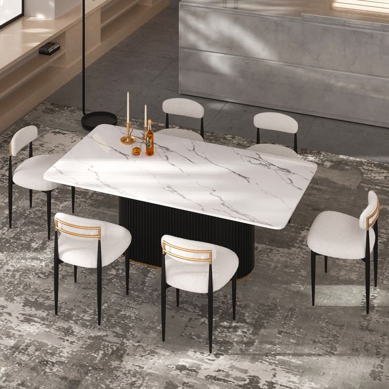 Mordern Fort 6-Piece Boucle Dining Chairs Set, Boucle Accent Armless Chair