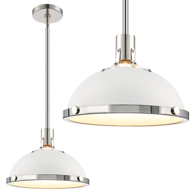 3-Light Farmhouse 3-Light Dome Chandelier Metal Pendant Light - 1-Light - Handmade White