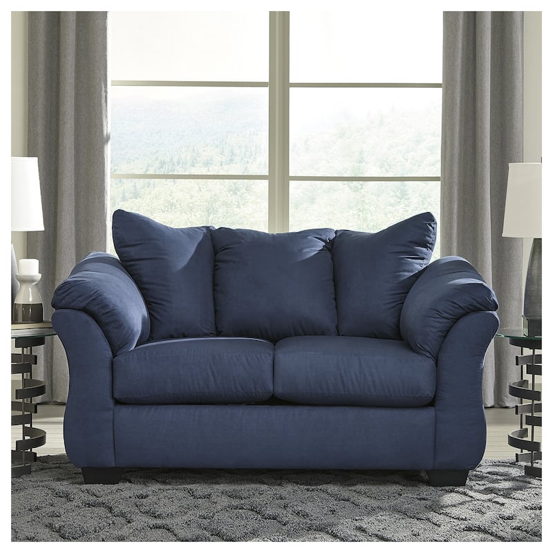 Darcy Contemporary Blue Loveseat - Blue