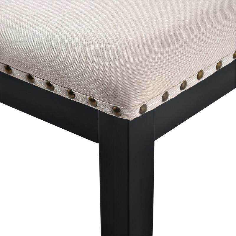 Roomfitters Upholstered Dining Chairs Set of 4, High Back Tufted Kitchen Chairs with Solid Wood Legs & Nailhead Trim