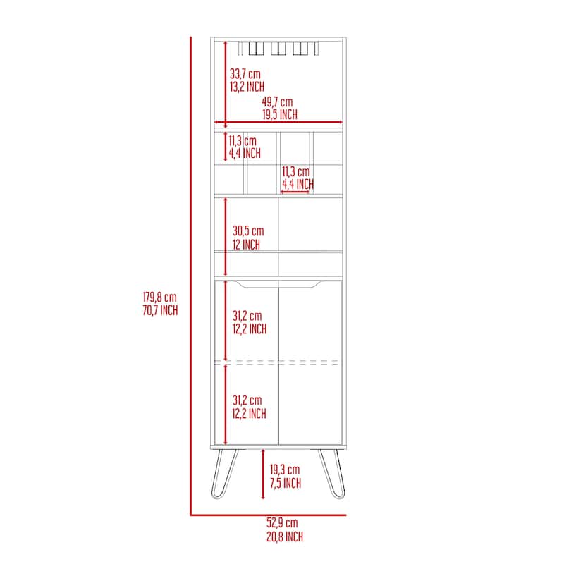 Bar Cabinet with 8 Built-in Wine Rack and 2 Cabinets With Single Door