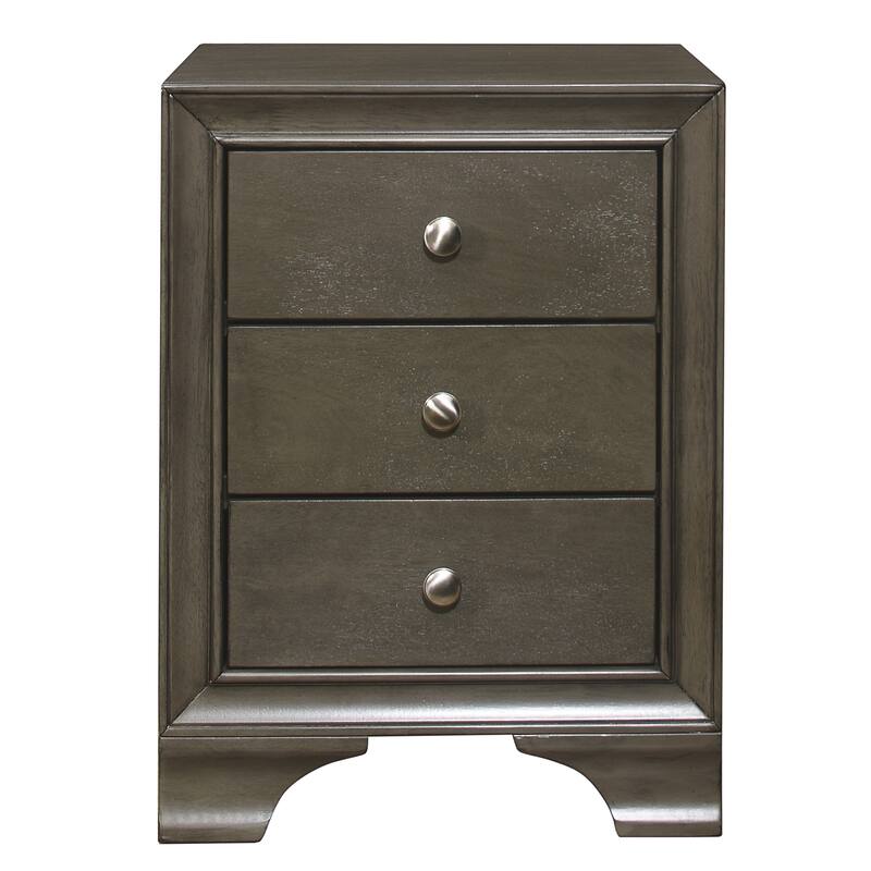3-Drawers Nightstand with 2 USB Ports Transitional Bedroom Furniture 1pc Bedside Table Wooden