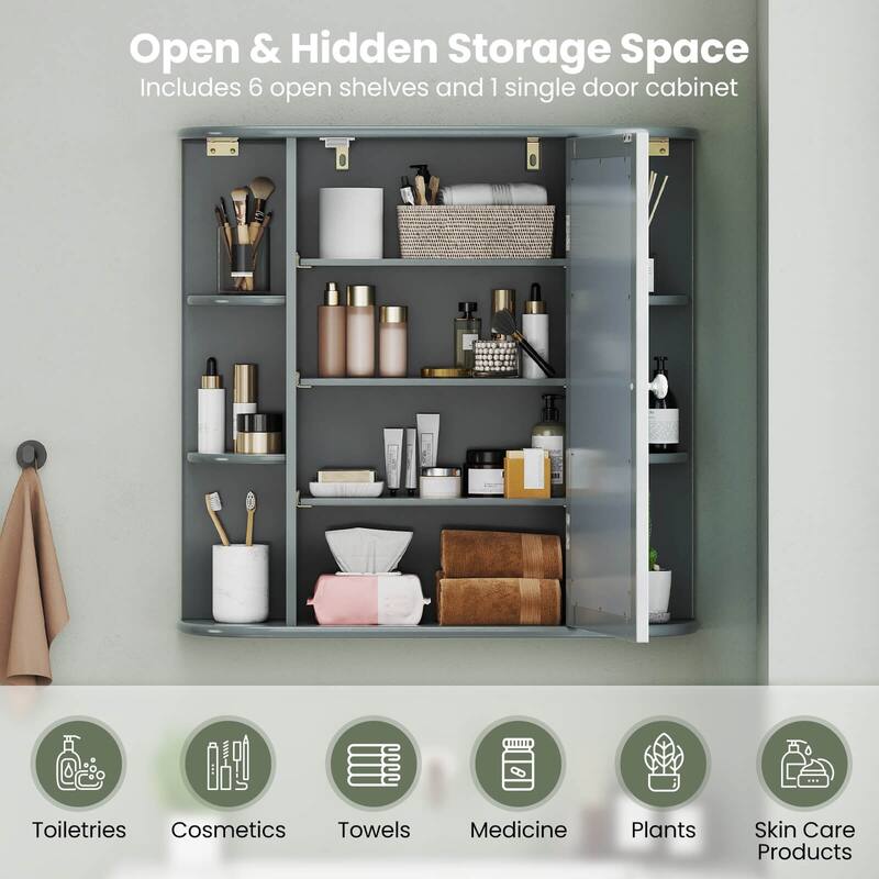 Multipurpose Wall Surface Bathroom Storage Cabinet Mirror - See Details