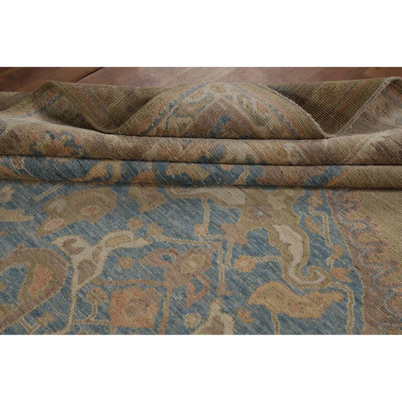 Hand Knotted Oriental 100% Wool Carpet Transitional Medallion Yellow & Gold Oushak Area Rug - 12' 1'' X 8' 10''