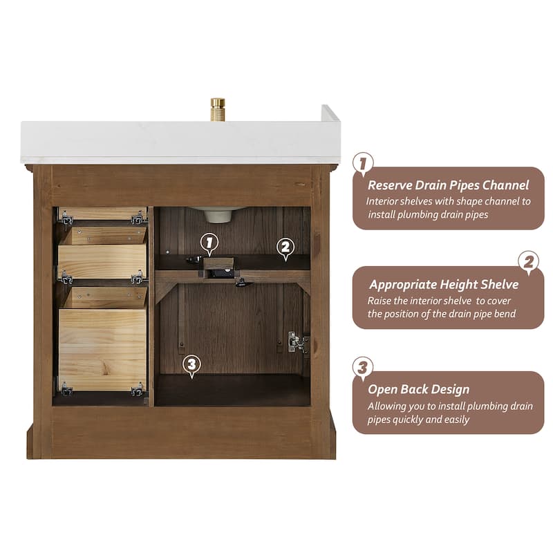 Tokyo Bath Vanity with Quartz Stone Top without Mirror