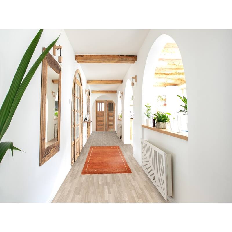 Bordered Gabbeh Kashkoli Oriental Runner Rug Hand-knotted Wool Carpet - 2'5" x 8'5"