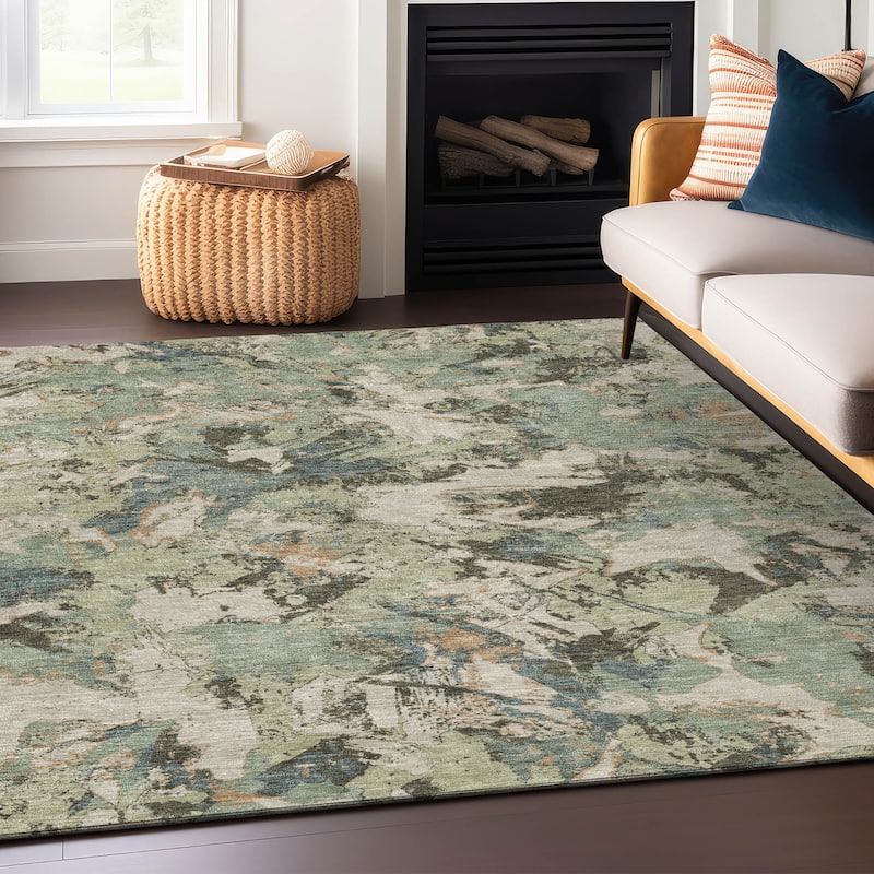 Machine Washable Indoor/ Outdoor Chantille Abstract Contemporary Rug