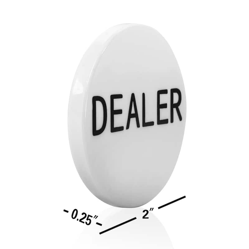 GSE™ 5-Pack 2" White Dealer Puck Buttons for Texas Hold'em Poker and Playing Card Games - Button