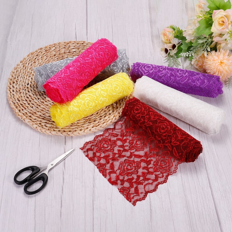 7 Inch Wide 5 Yard Lace Ribbon Floral Pattern Lace Trim Ribbon