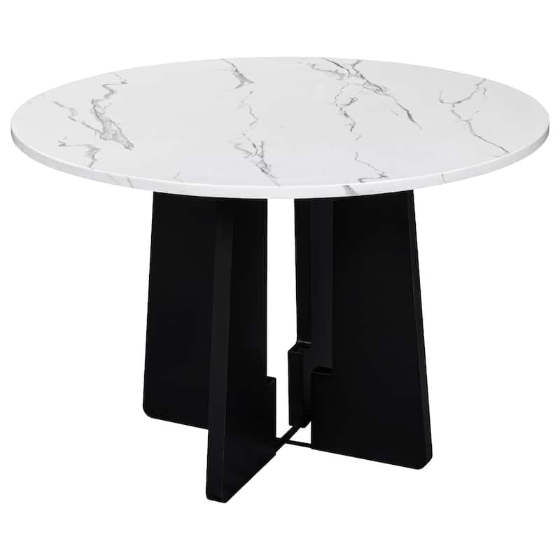 Round Dining Table Sets with Cross Base and 4 Dining Chairs, Set of 5