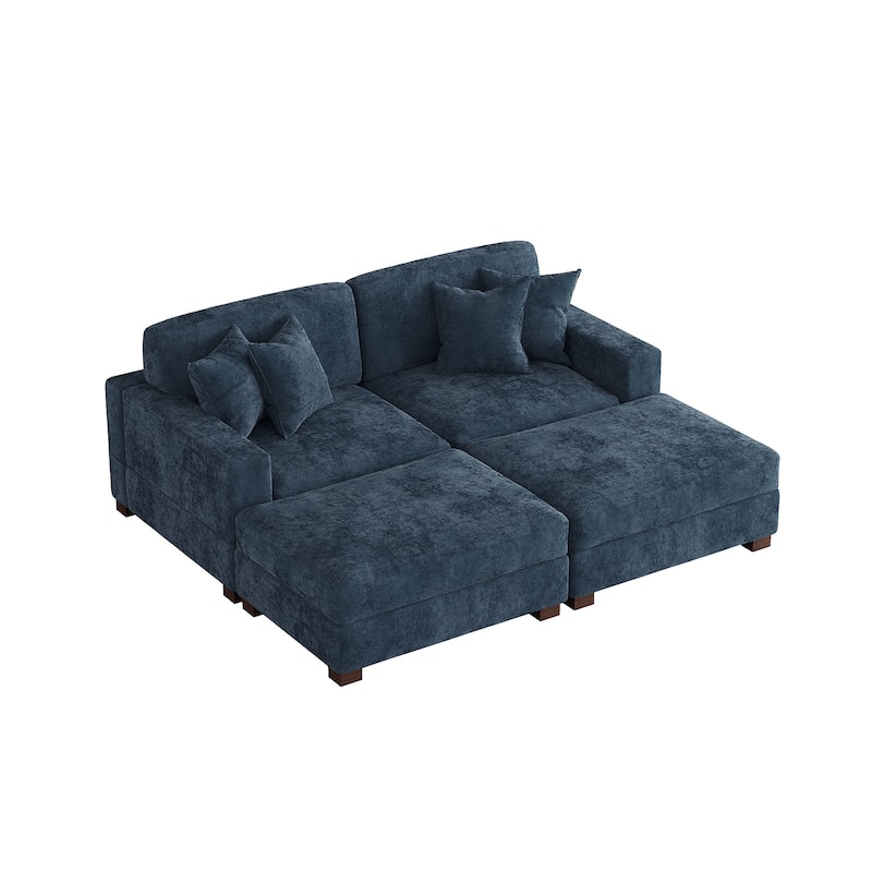 Modern Chenille Oversized Modular Sectional Sofa with 2 Ottoman