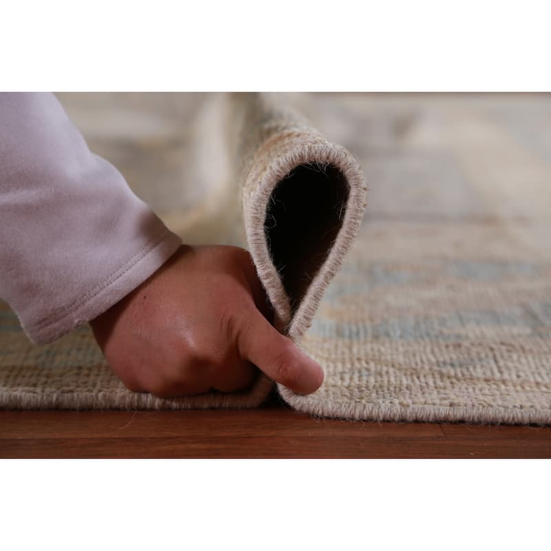 Hand Knotted Oriental 100% Wool Carpet Transitional All-Over Greys & Charcoal Oushak Area Rug - 11' 8'' X 9' 0''