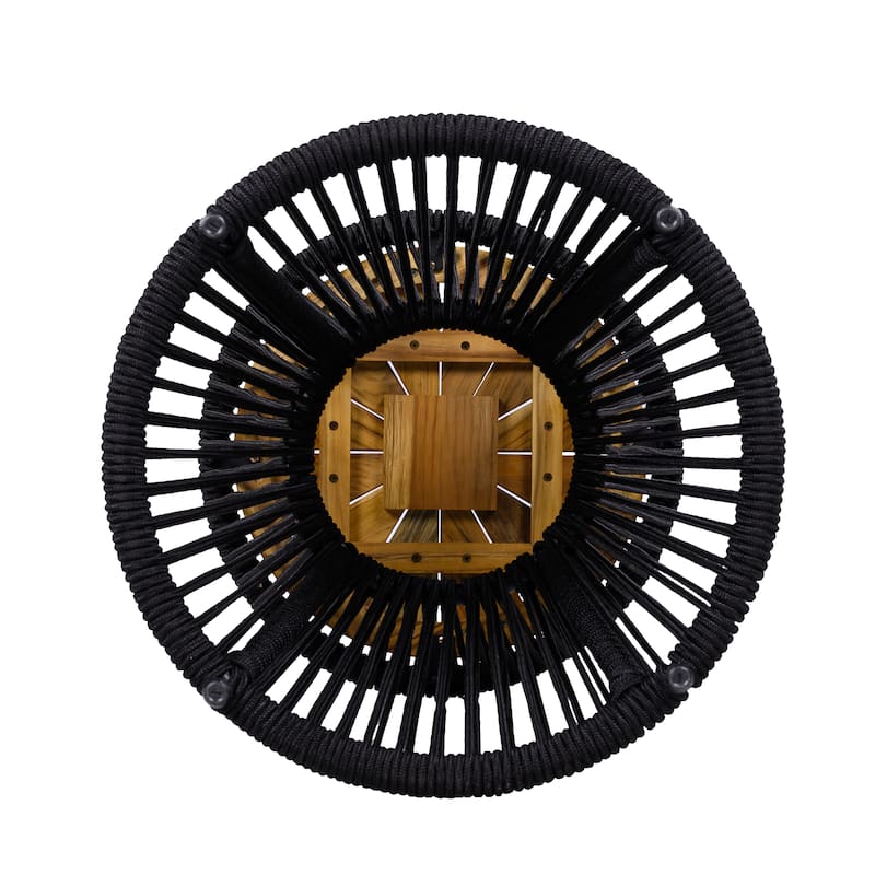 Scott Living - Nara 25.8"H Modern Outdoor Acacia Wood and Woven Rope Side Table, Tapered Cylindrical Silhouettes Design