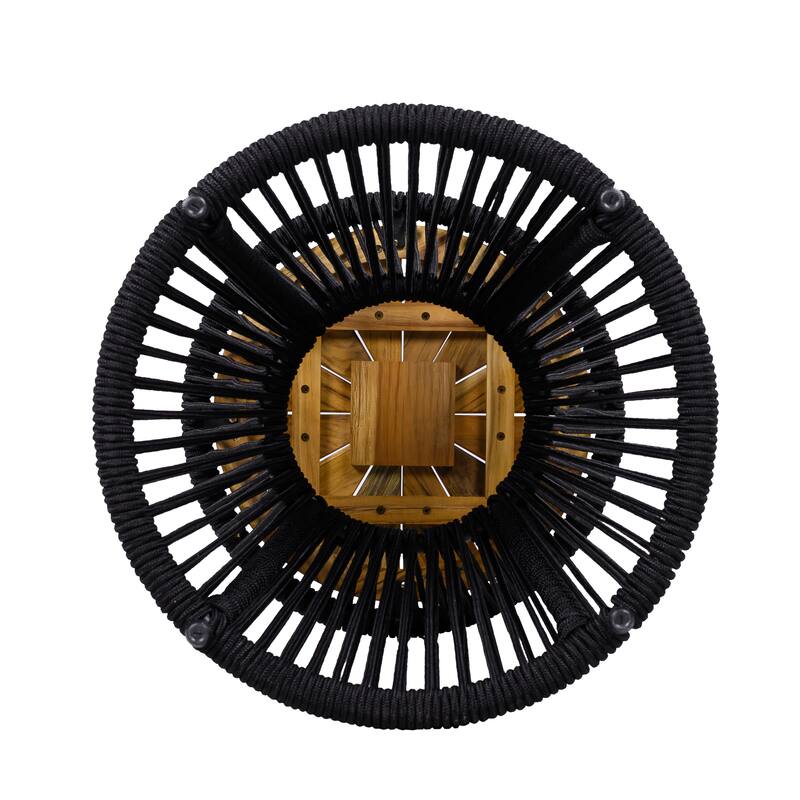 Scott Living - Nara Modern Outdoor Acacia Wood and Woven Rope Sculptural Side Table, Set of 2 - 32.28"L