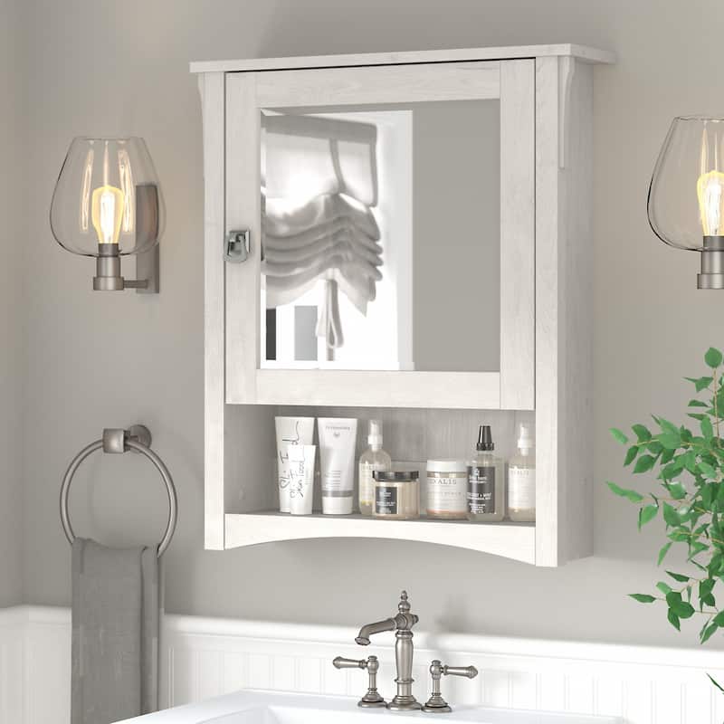 Salinas Bathroom Medicine Cabinet with Mirror by Bush Furniture - Linen White Oak