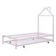 preview thumbnail 43 of 91, Metal Platform Bed with trundle, House-Shaped Headboard Design for Kids, Boys and Girls