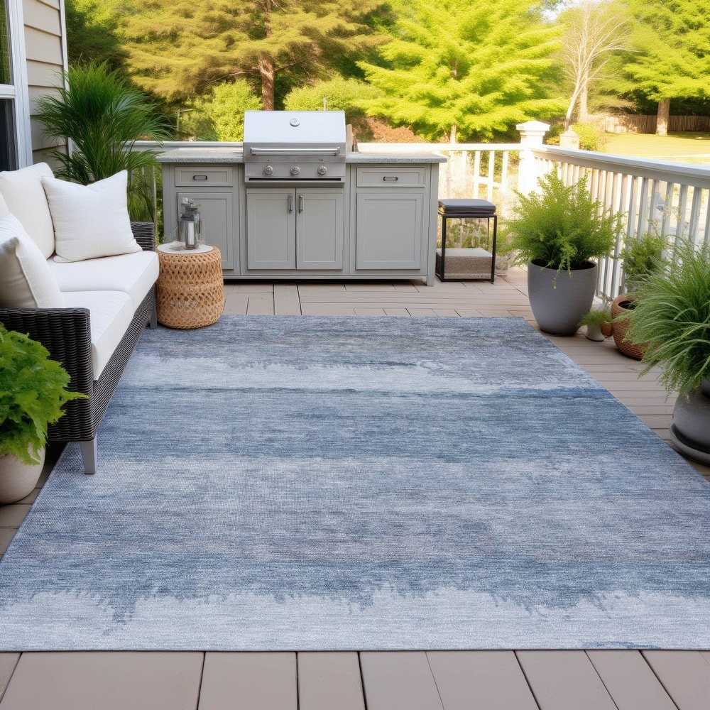 Machine Washable Indoor/Outdoor Watercolor Ombre Chantille Rug