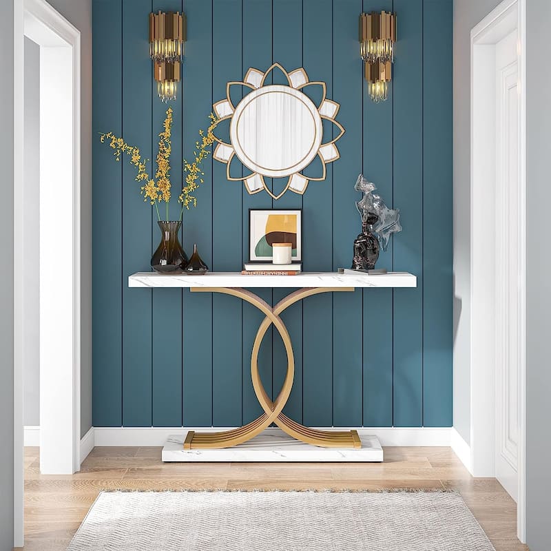 Console Table, Entryway Table with Geometric Legs, Sofa Table - 11.81"D x 39.37"W x 31.49"H