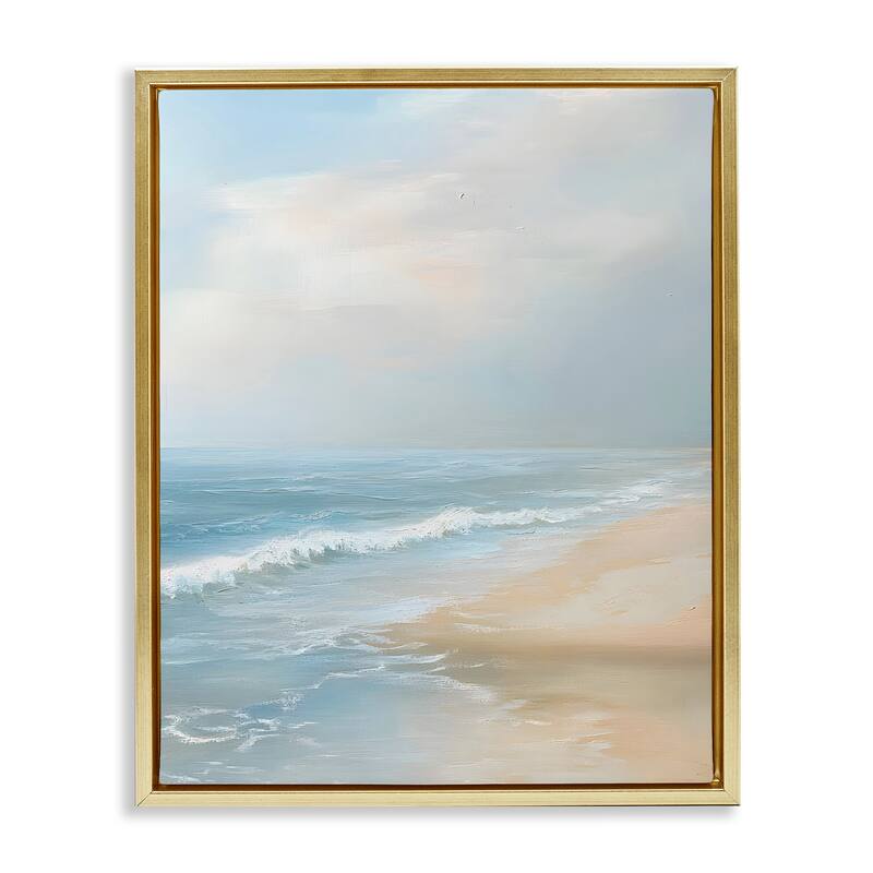 Stupell Serenity Beach View Framed Floater Canvas Wall Art Design By Franklyn Gregory - 25 x 31 - Gold