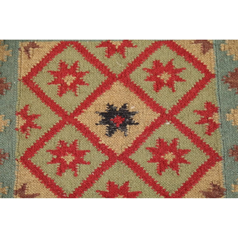 All-Over Geometric Kilim Oriental Foyer Rug Hand-Woven Wool Carpet - 3'3"x 4'7"