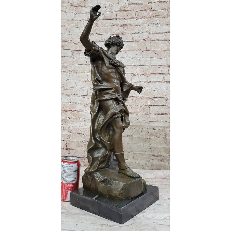 Medieval King Arthur Hot Cast Bronze Sculpture Statue Figure On Marble Base Signed Original Art