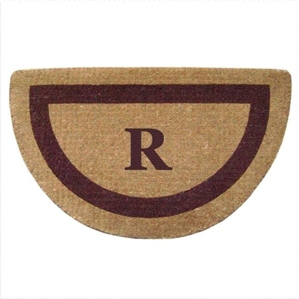 Nedia Home 02055R Single Picture - Brown Frame 22 x 36 In. Half Round Heavy Duty Coir Doormat - Monogrammed R