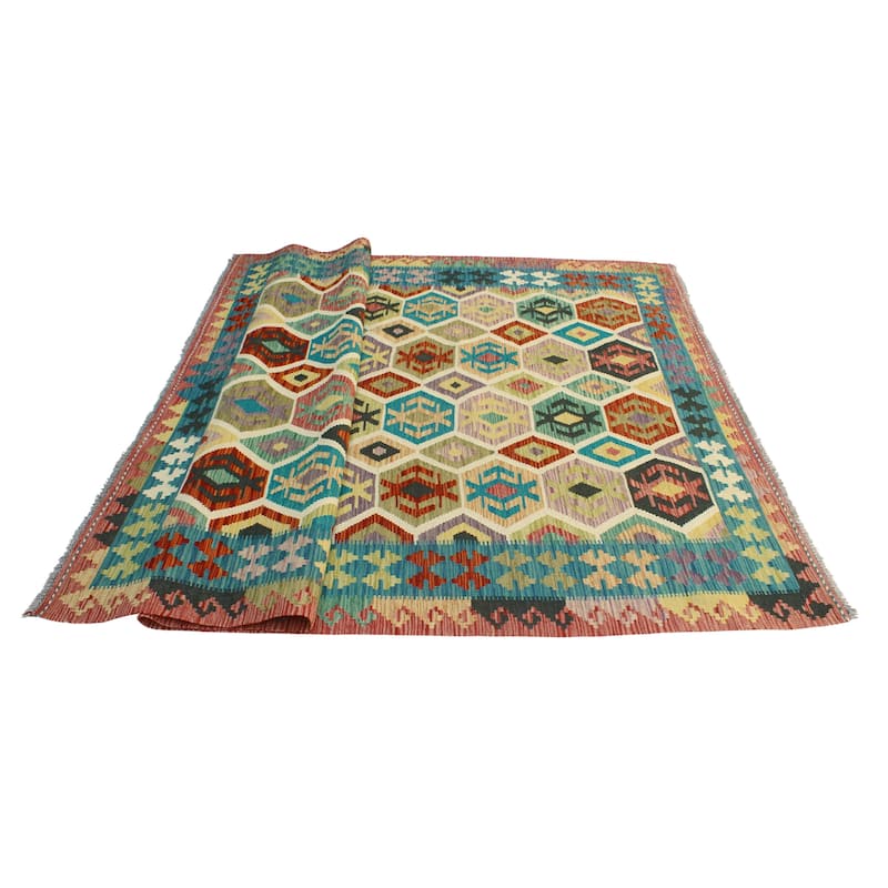 Flatweave Lolita Red/Blue Rug - 5'10" x 8'1"
