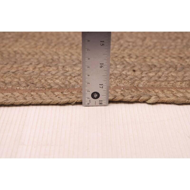 ECARPETGALLERY Braided Weave Palas Denizli Taupe Jute Rug - 4'1 x 5'10