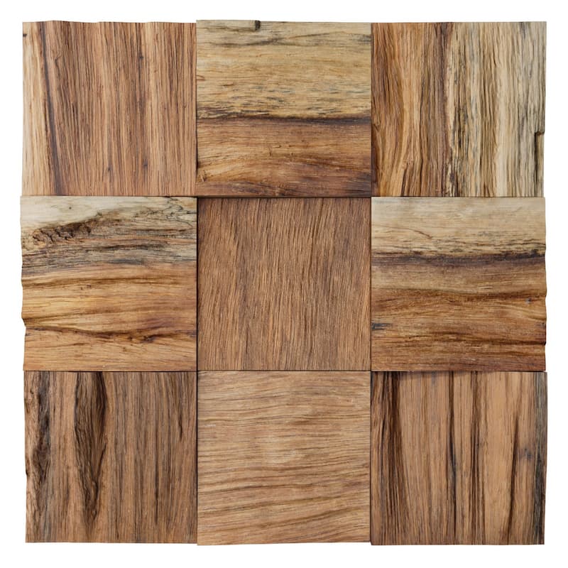 11 7/8"W x 11 7/8"H x 1/2"P Ranchero Wood Mosaic Wall Tile, Old Boat Wood - 11 7/8"W x 11 7/8"H x 1/2"P