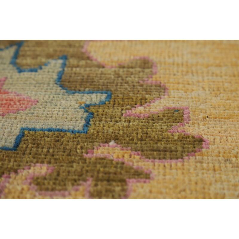 Hand Knotted Oriental 100% Wool Carpet Transitional All-Over Yellow & Gold Oushak Area Rug - 12' 11'' X 8' 11''