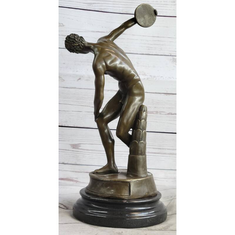 Vintage Grand Tour Bronze Sculpture Of Discus Thrower Discobolos Myron Lost Wax