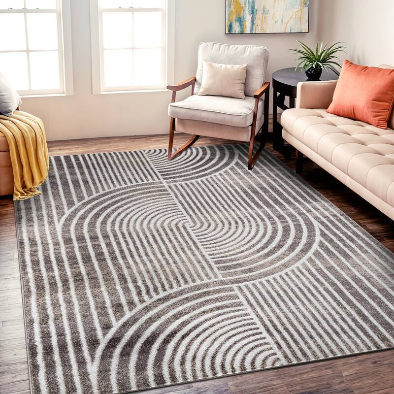 Contemporary Arch Knot Design Area Rug - 5' x 7' - Brown - Rectangle