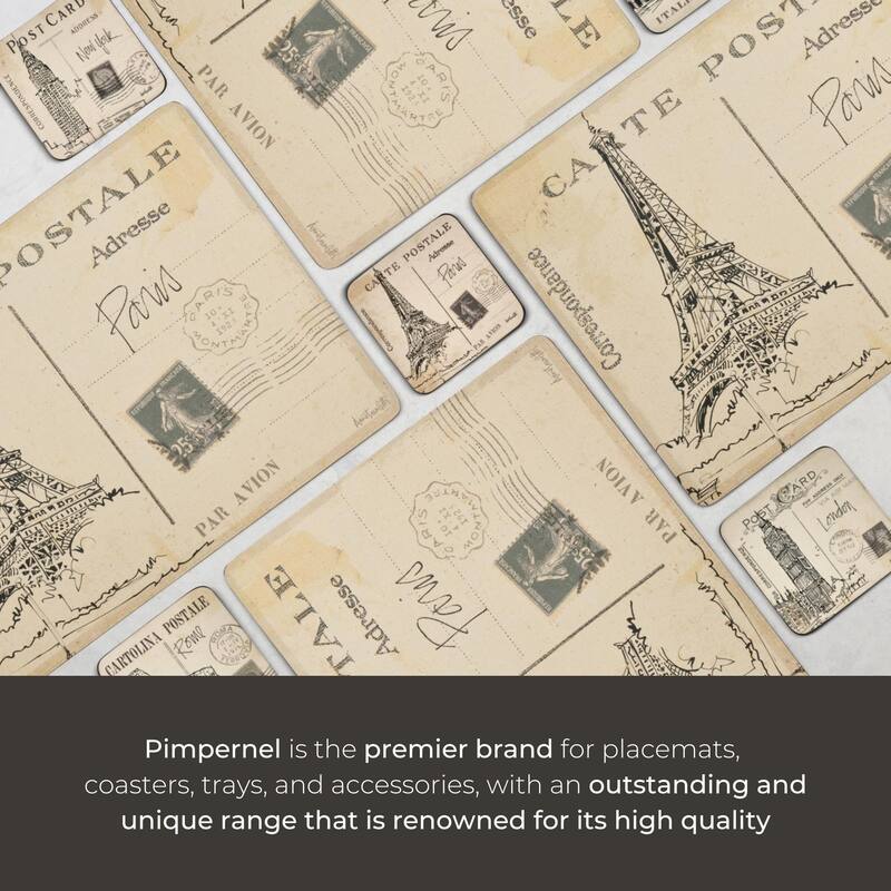 Pimpernel Set of 6 Postcard Sketches Coasters - 4 Inches Sq.