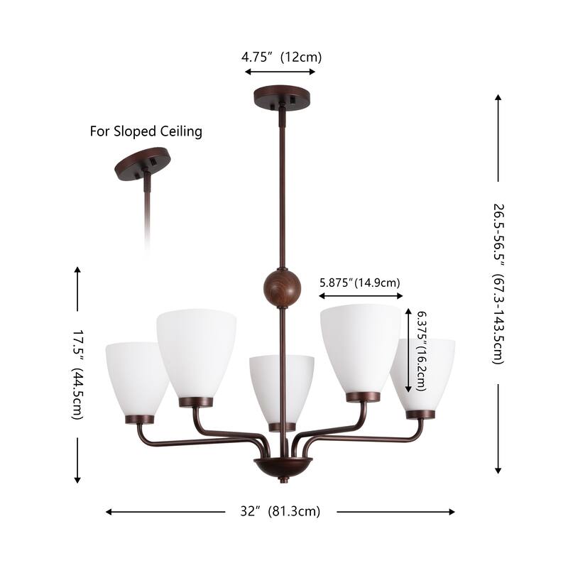 SAFAVIEH Lighting Wynne, 5 Light, 32-inch, Metal Chandelier - 32"W x 32"D x 57"H
