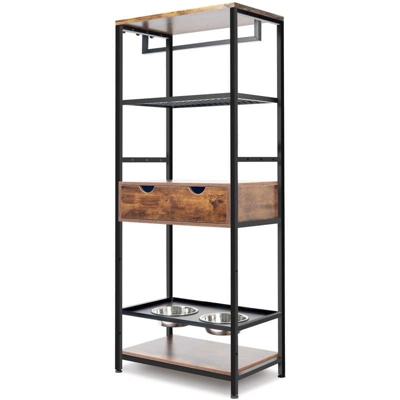 Dog Feeding Station,3 Height Adjustable Raised Dog Bowls, Dog Feeder Station for Large Medium Dogs Cats with Shelves