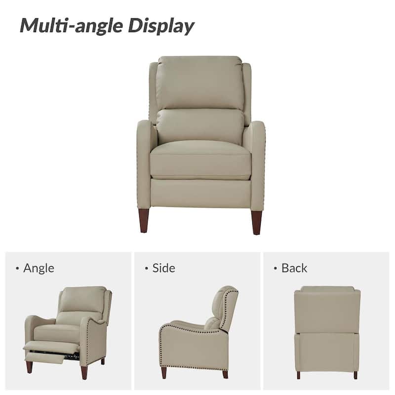 Brigida Modern Genuine Leather Nailhead Trim Recliner with Adjustable Footrest Set of 2 by HULALA HOME