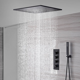 24inch ceiling mount rainfall waterfall shower systems 3 way thermostatic shower faucet - 7'6" x 10'9"
