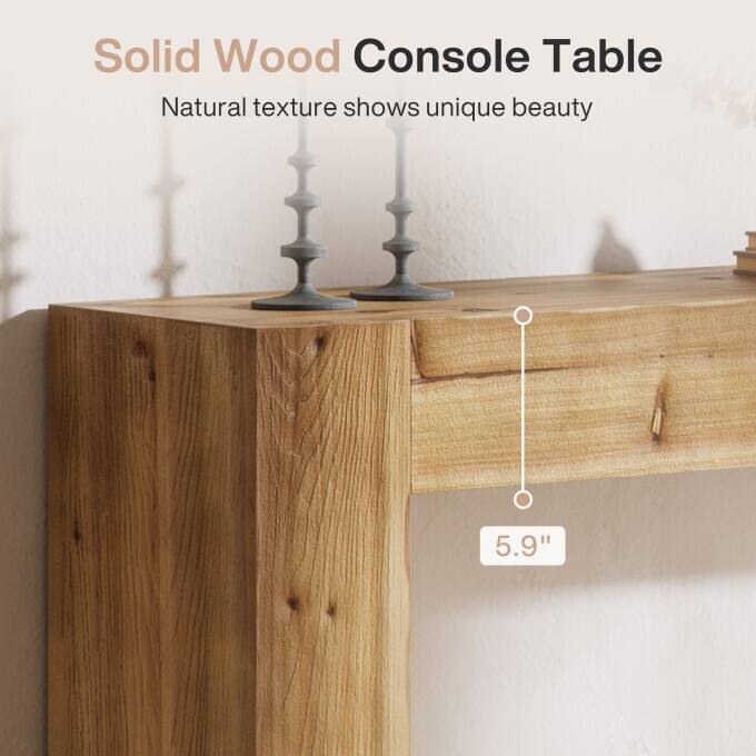Solid Wood Console Table, 63-inch Farmhouse Entryway Table