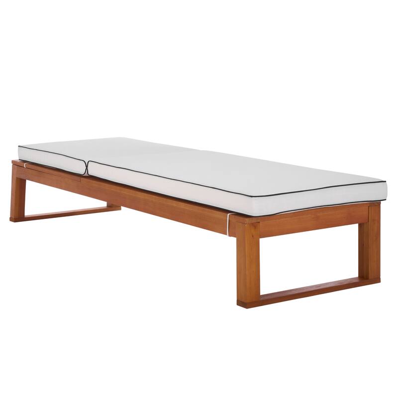 SAFAVIEH Outdoor Patio Furniture Sophie Solid Wood Chaise Lounge Chair - 28"W x 79"D x 15"H