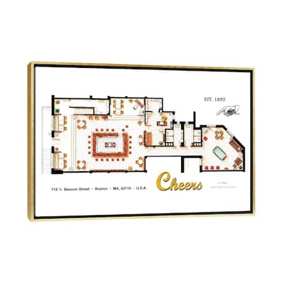 iCanvas "The Bar From Cheers" by TV Floorplans & More Framed Canvas Print