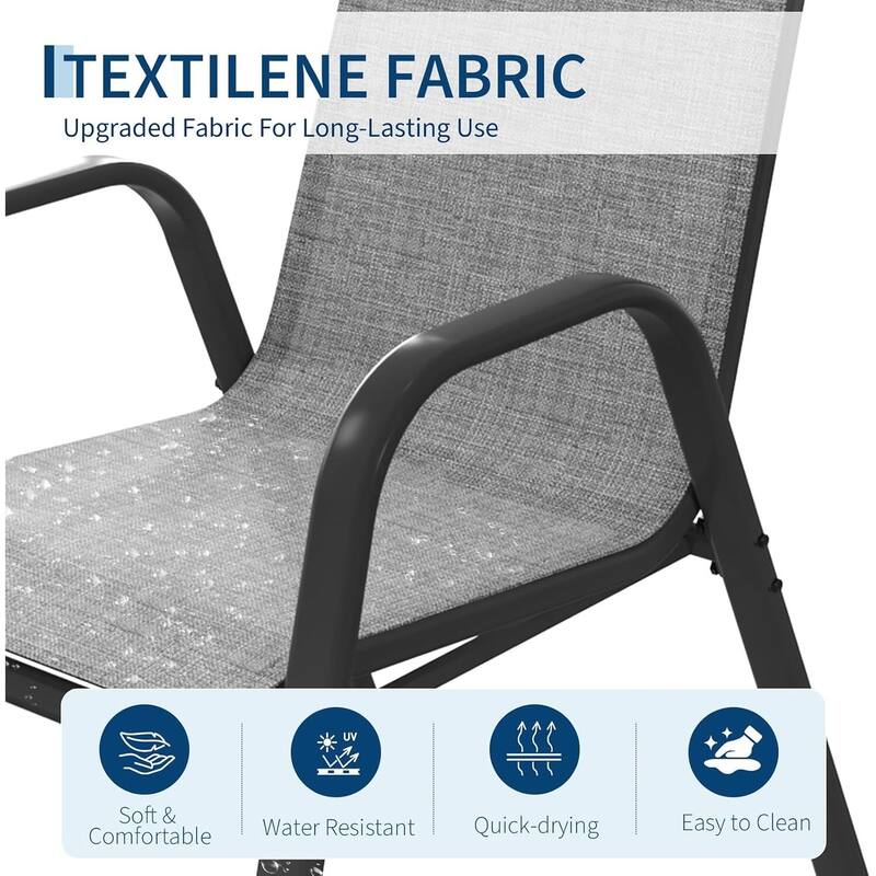 4-Pack Outdoor Stackable Dining Chairs High-Back Textilene Fabric Chairs