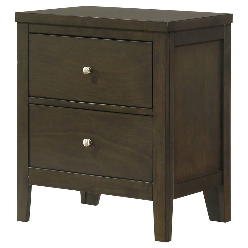 Modern Dark Cocoa 2-Drawer Nightstand with Brushed Nickel Hardware