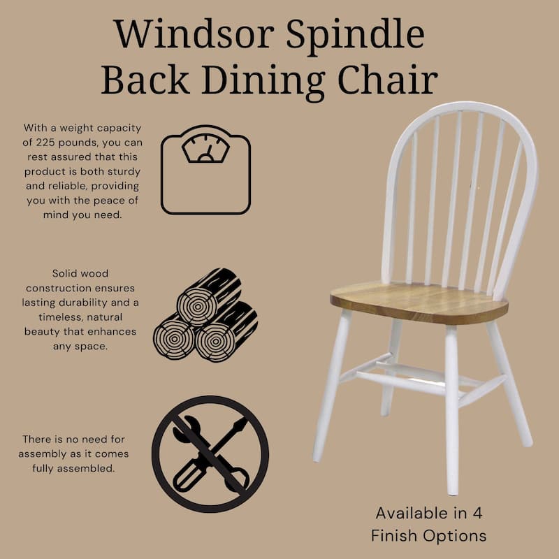 International Concepts Solid Wood Windsor Spindle Back Dining Chair